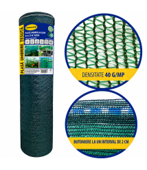 Plasa umbrire 40 g/mp, 6 x 25 m, verde